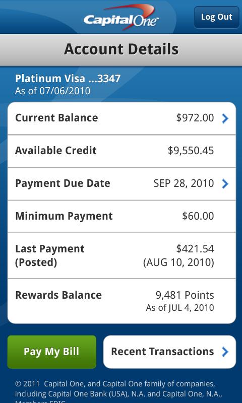 Capital One Releases Android App: Pay Bills, View Recent Transactions, Check Balances - Droid Life