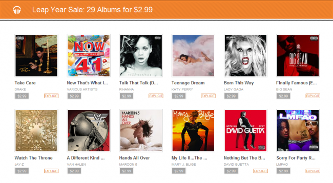 Google Music Sale 650x358 Today Only:  Google Hosting Leap Day Music  Sale, Pick from 29 Albums for $2.99