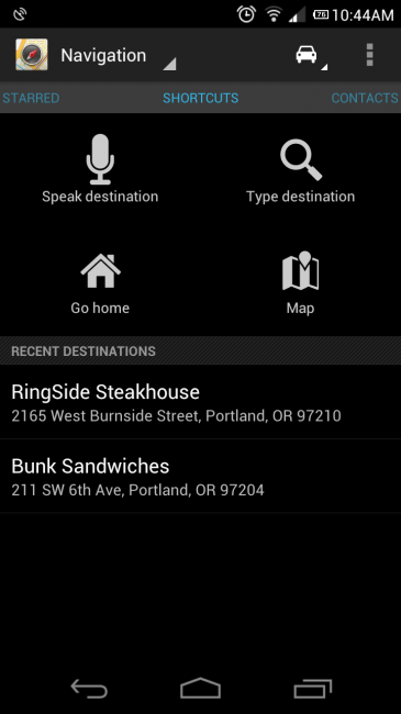 Screenshot 2012 03 28 10 44 40 365x650 Google Maps Update Brings New  Navigation Menu, Quick Access to Contact Addresses, and Starred Destinations