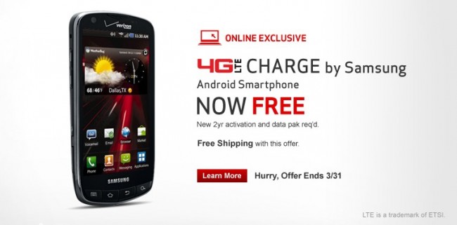 droid charge 650x321 Verizon Offers Up DROID Charge for Free, Drops the  