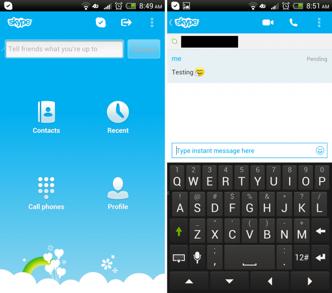 Skype 650x573 Skype for Android Updated, Newly Revamped IM Interface and   Video Rotation Support for More Devices