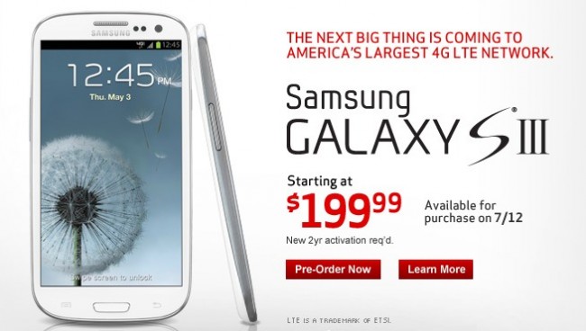 Verizon Officially Announces Samsung Galaxy S3 Will Be Available In 