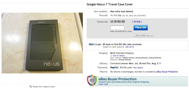 nexus 7 cover 650x304 Official $20 Nexus 7 Case Selling for Over $100 on   eBay