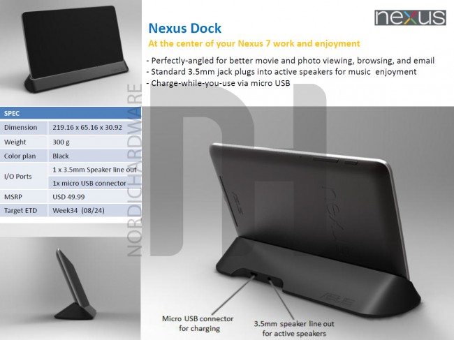 nexus7dock 650x487 Official Nexus 7 Accessory Lineup Leaks, POGO Dock   and Premium Leather Case Incoming