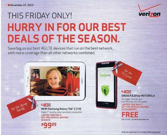 Verizon’s Black Friday ad shows up with cranberry colored Droid RAZR, Galaxy Nexus, and LG Lucid ...