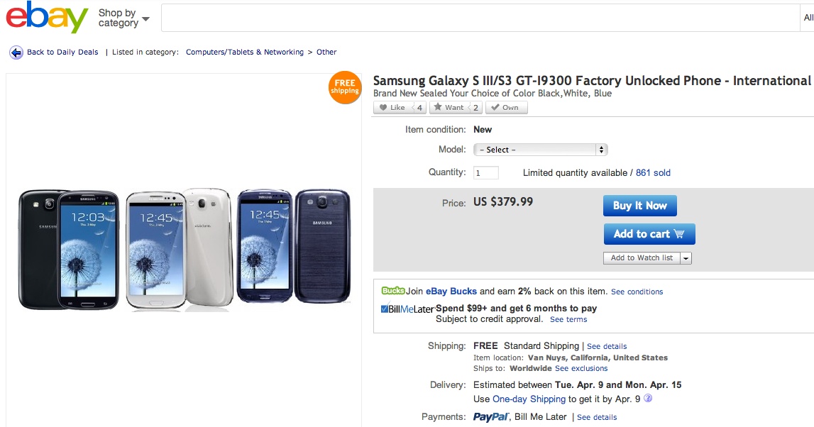 Is the price of the Galaxy S4 more affordable on eBay?