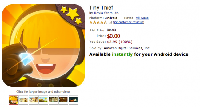 Tiny Thief is Amazon’s Free App of the Day, Rovio’s Newest Game We ...