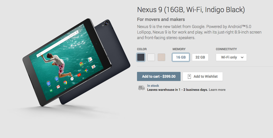 HTC Nexus 9 InStock and Shipping in 12 Days, Because Tomorrow is 