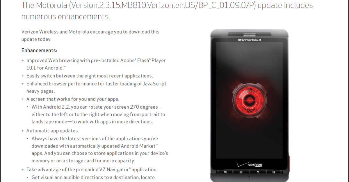 DROID X Android 2.2 Update is Ready, According to Verizon