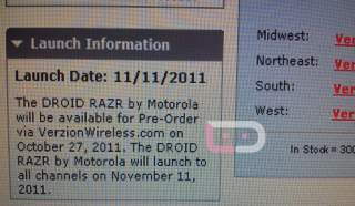 Verizon Bumps DROID RAZR Launch to 11/11/11 to Add to the Fun? (Updated)
