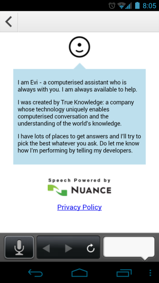 Today’s Wannabe Siri for Android:  Say Hello to Evi, A Decent Option When It Isn’t Having Server Issues