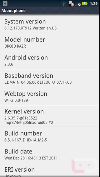 DROID RAZR 6.12.173 Update Pulled and Available for Use, Brings Phone to Android 2.3.6 [No Root Required]