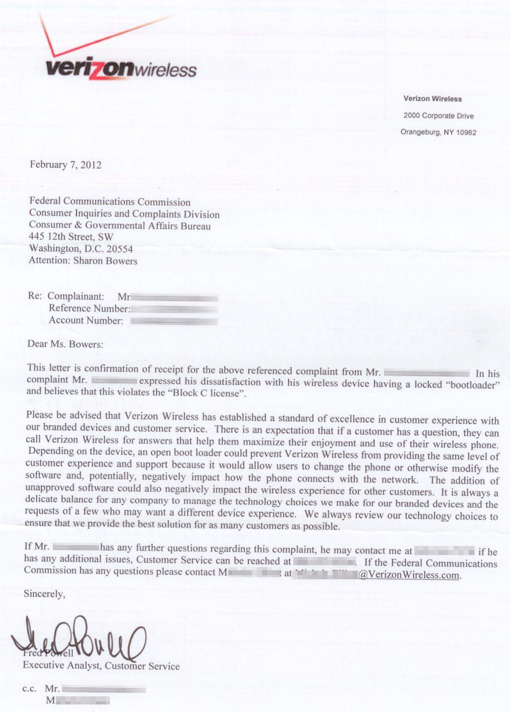 Letter From Verizon to FCC Details Their Stance on Letter From Verizon to FCC Details Their Stance on