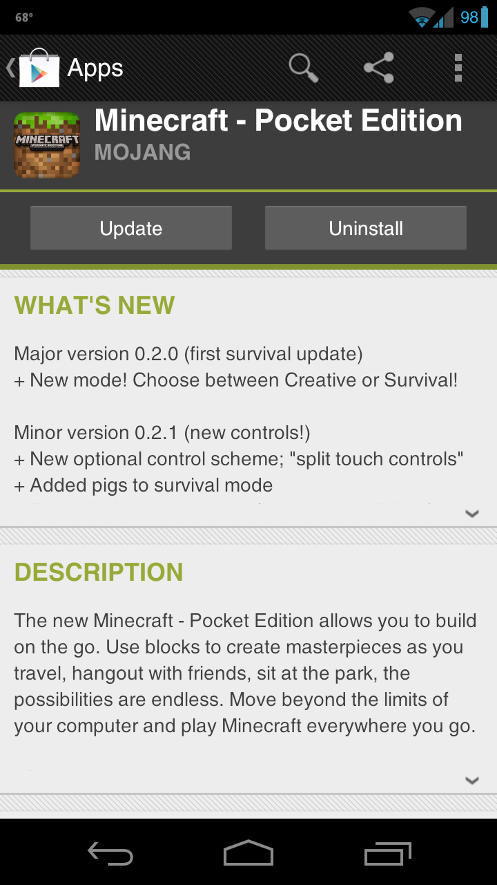 Minecraft Pocket Edition For Android Gets An Update, Adds Survival