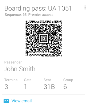 google now boarding pass