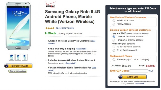 amazon note 2 deal