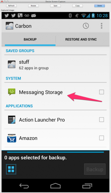 Carbon SMS Backup