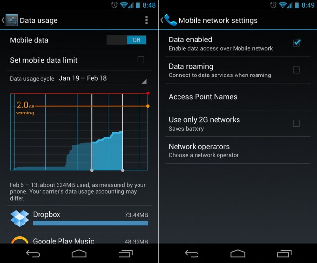 mobile data android