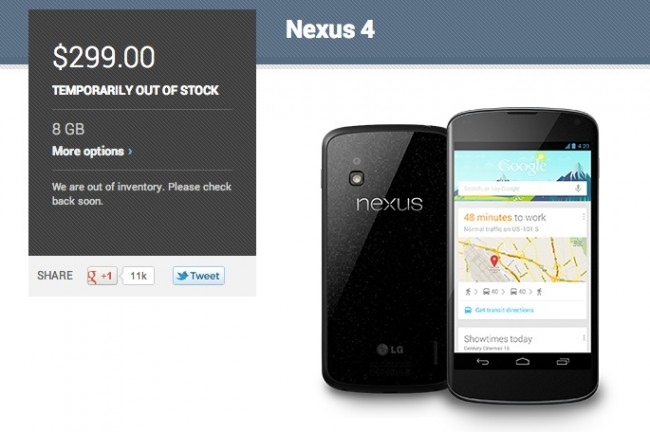 nexus 4 8gb out of stock