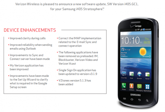 Samsung Stratosphere Update