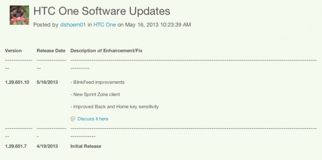 sprint htc one update