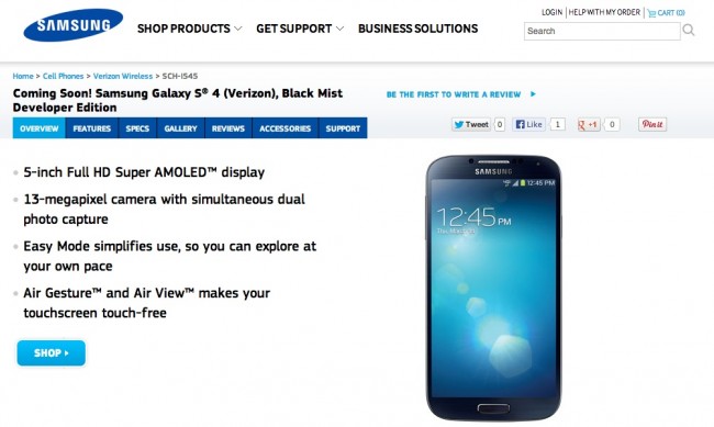 vzw galaxy s4 dev edition