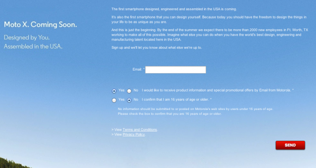 Motorola X Phone Sign up