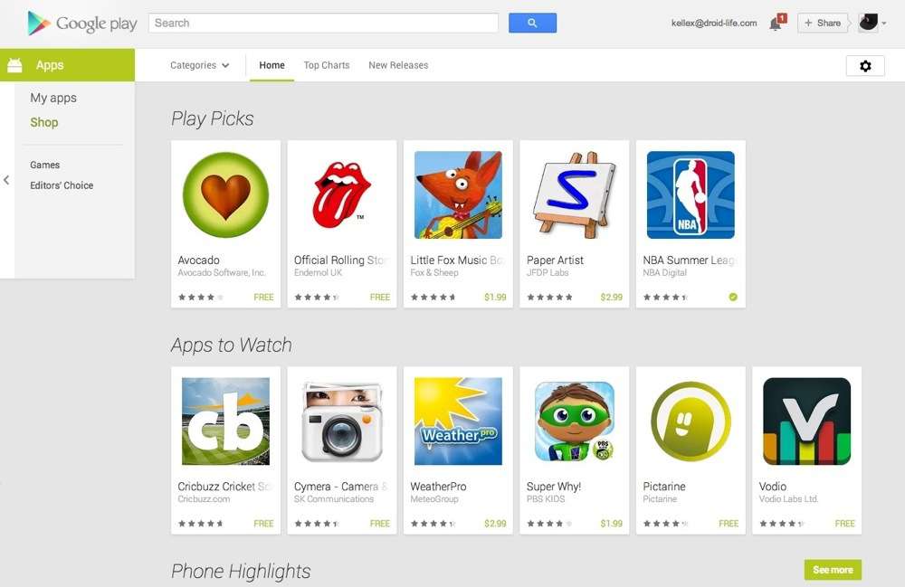 New Google Play Web Store Now Live!