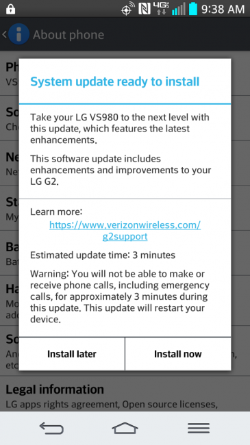 LG G2 update