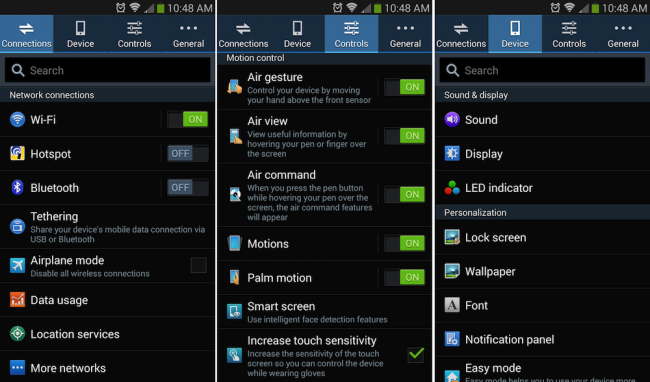 TouchWiz Settings