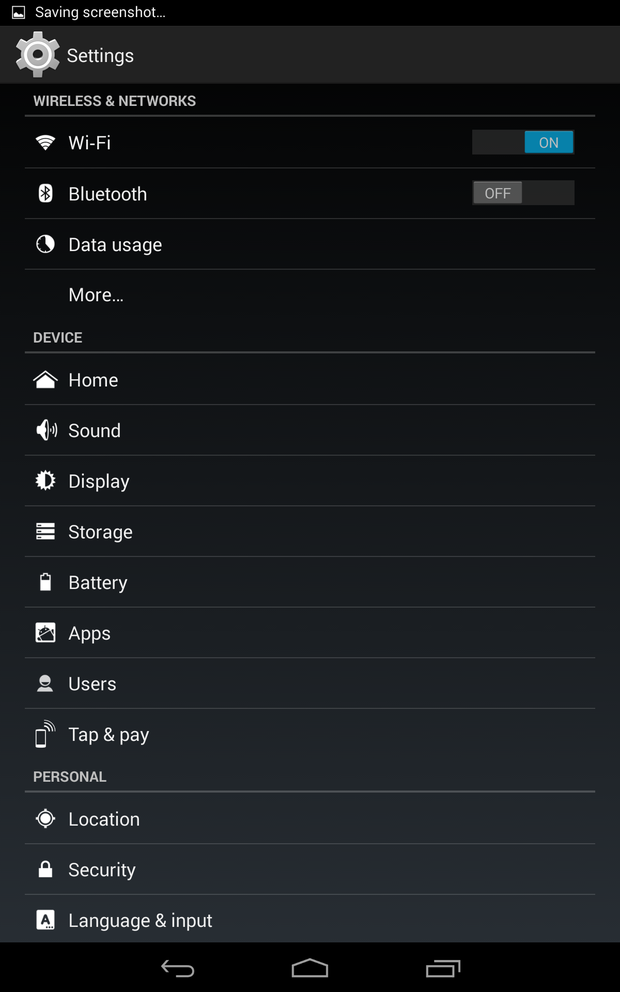 Android 4 4 Kit Kat  Shows Up in Nexus 7 Screenshot 