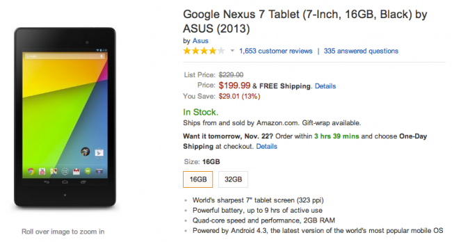 Nexus 7 Amazon Deal