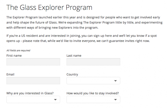 google glass sign-up