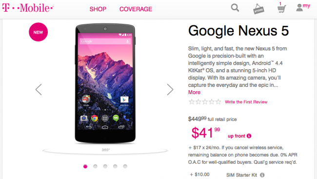 t-mobile nexus 5