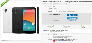 Black Friday Deal:  Nexus 5 32GB in Black or White From eBay for $394 With Free Shipping