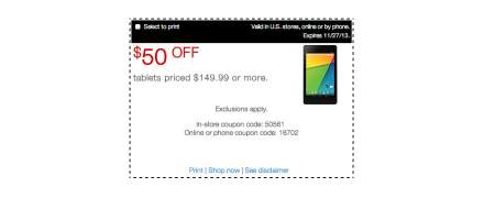 Deal:  Staples Offering 1-day Only $50 Discount on Tablets, Brings Nexus 7 (2013) to $179.99