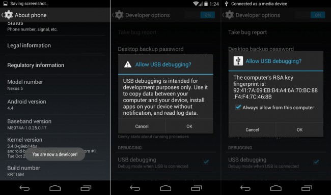 usb debugging nexus 5