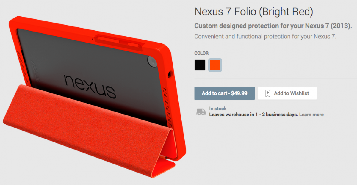 Folio Case for Nexus 7 (2013) Now Available, Black or Bright Red for 49.99