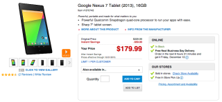 Deal:  Office Depot has the Nexus 7 (2013) at $50 Off, Starting at $179 – 32GB Version for $229