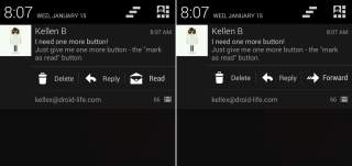 Gmail Feature Request:  Give Me a “Mark as Read,” Forward, or Third Button in the Notification Preview