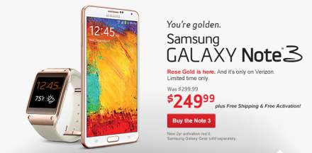 Rose Gold Galaxy Note 3 Now Available From Verizon for $249