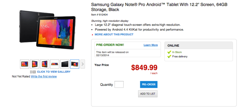 Samsung Galaxy NotePro 12.2 Up for Pre-order, Will Cost You a Whopping $849.99
