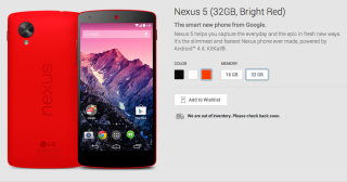 Red Nexus 5 Appears to be Sold Out in Both 16GB and 32GB Variants