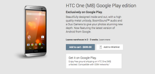 HTC One (M8) Google Play Edition Now Available for $699.99
