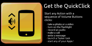 Sequence of Volume Button Clicks Will Start Actions Using the QuickClick App