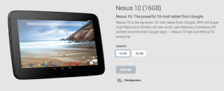 Nexus 10 Listing on Google Play Changes Status to “Coming Soon”