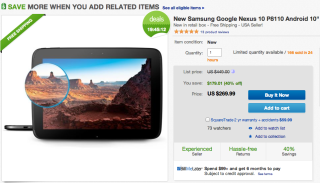 Deal:  New Nexus 10 16GB for $269 With Free Shipping