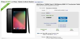 Deal:  Nexus 7 (2012) 32GB for $99 From eBay