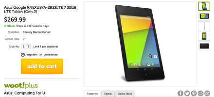 Deal: Factory Reconditioned Nexus 7 (2013) WiFi+LTE 32GB for $269