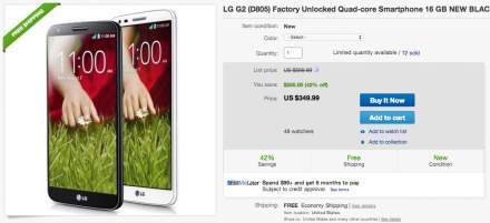 Deal:  Brand New, Unlocked LG G2 for $349 From eBay